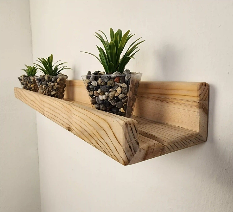 Picture Ledge Shelf, Farmhouse Floating Shelf with Metal Brackets - Custom Size Shelves