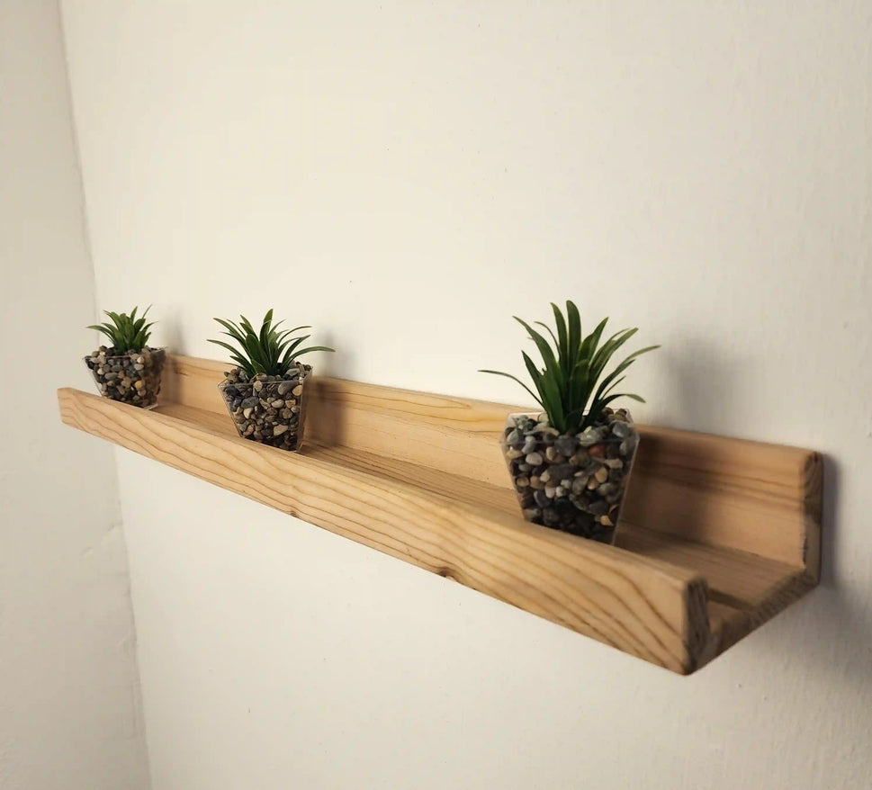 Picture Ledge Shelf, Farmhouse Floating Shelf with Metal Brackets - Custom Size Shelves