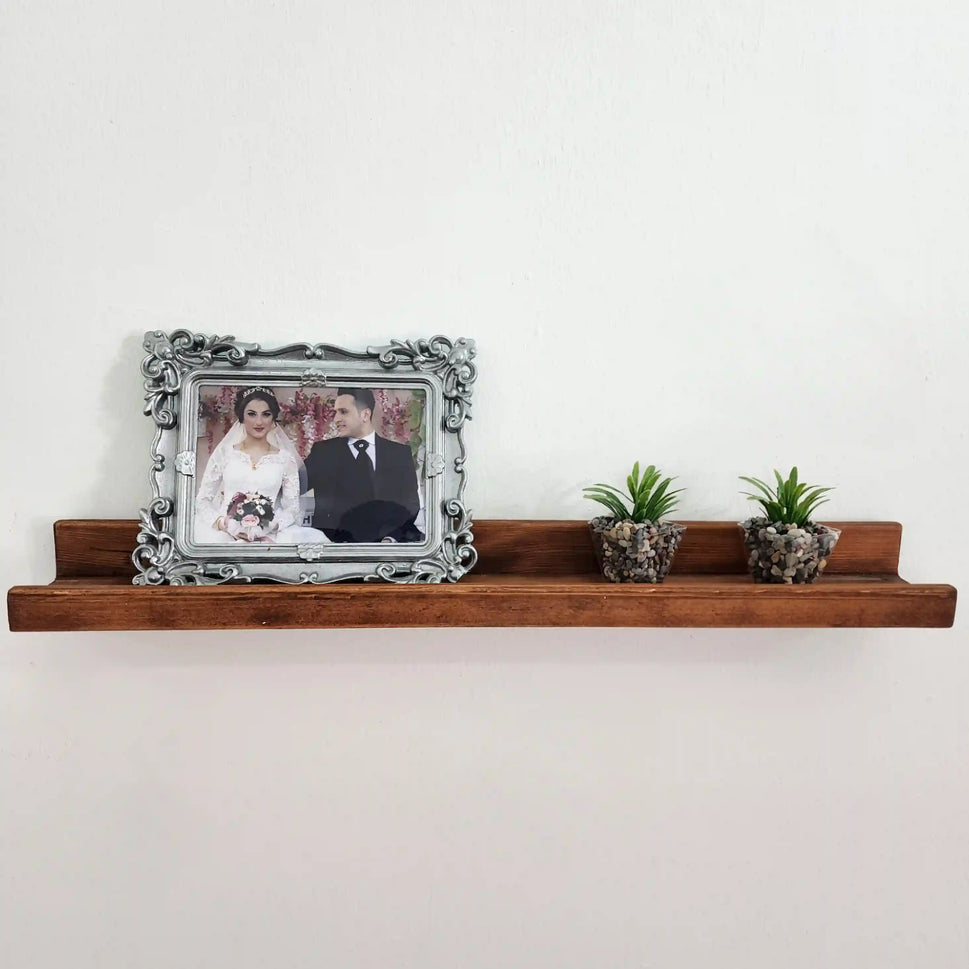 Picture Ledge Shelf, Farmhouse Floating Shelf with Metal Brackets - Custom Size Shelves