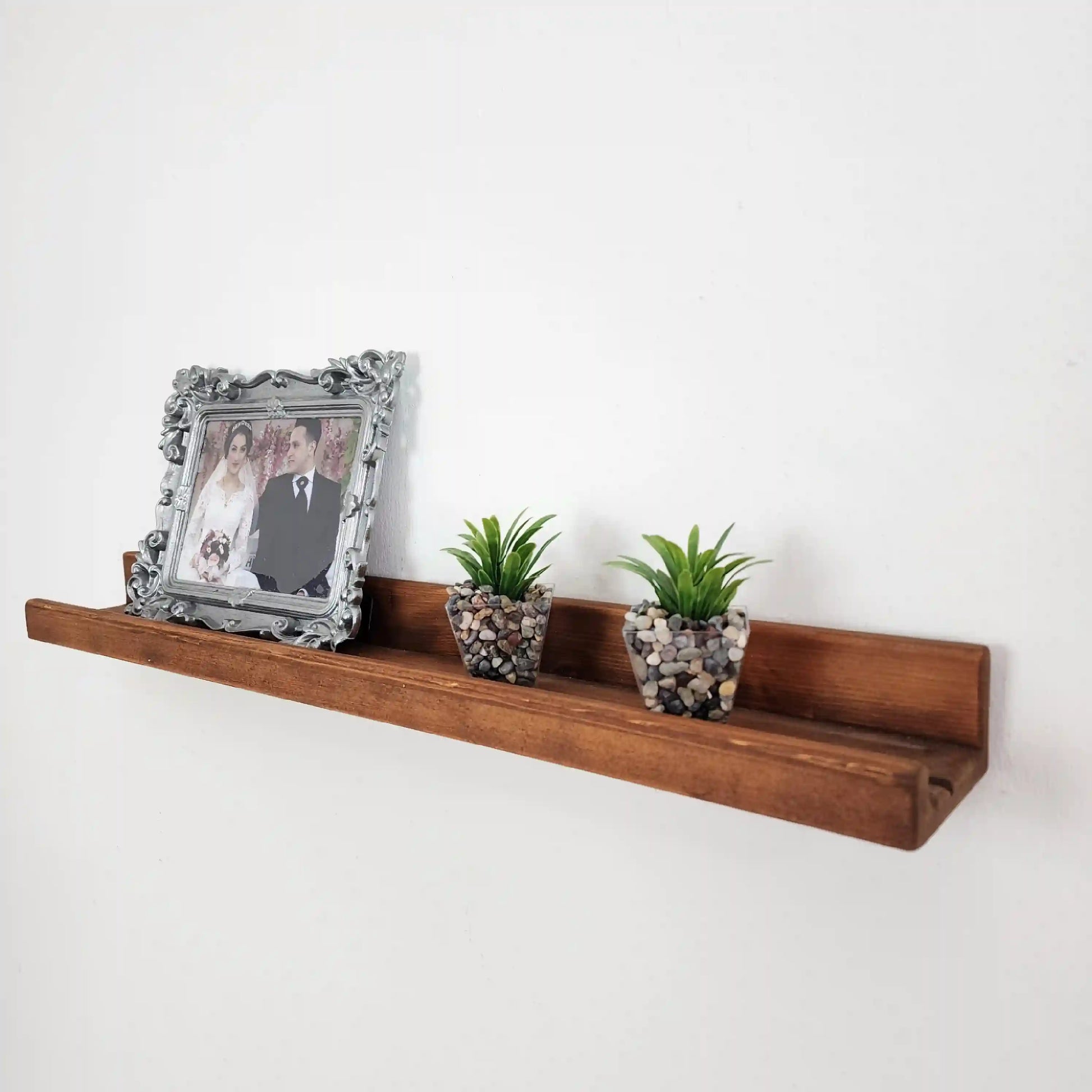 Picture Ledge Shelf, Farmhouse Floating Shelf with Metal Brackets - Custom Size Shelves