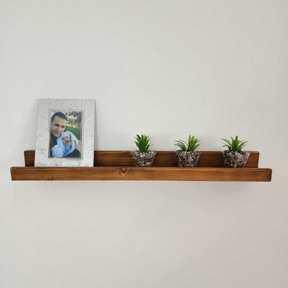 Picture Ledge Shelf, Farmhouse Floating Shelf with Metal Brackets - Custom Size Shelves