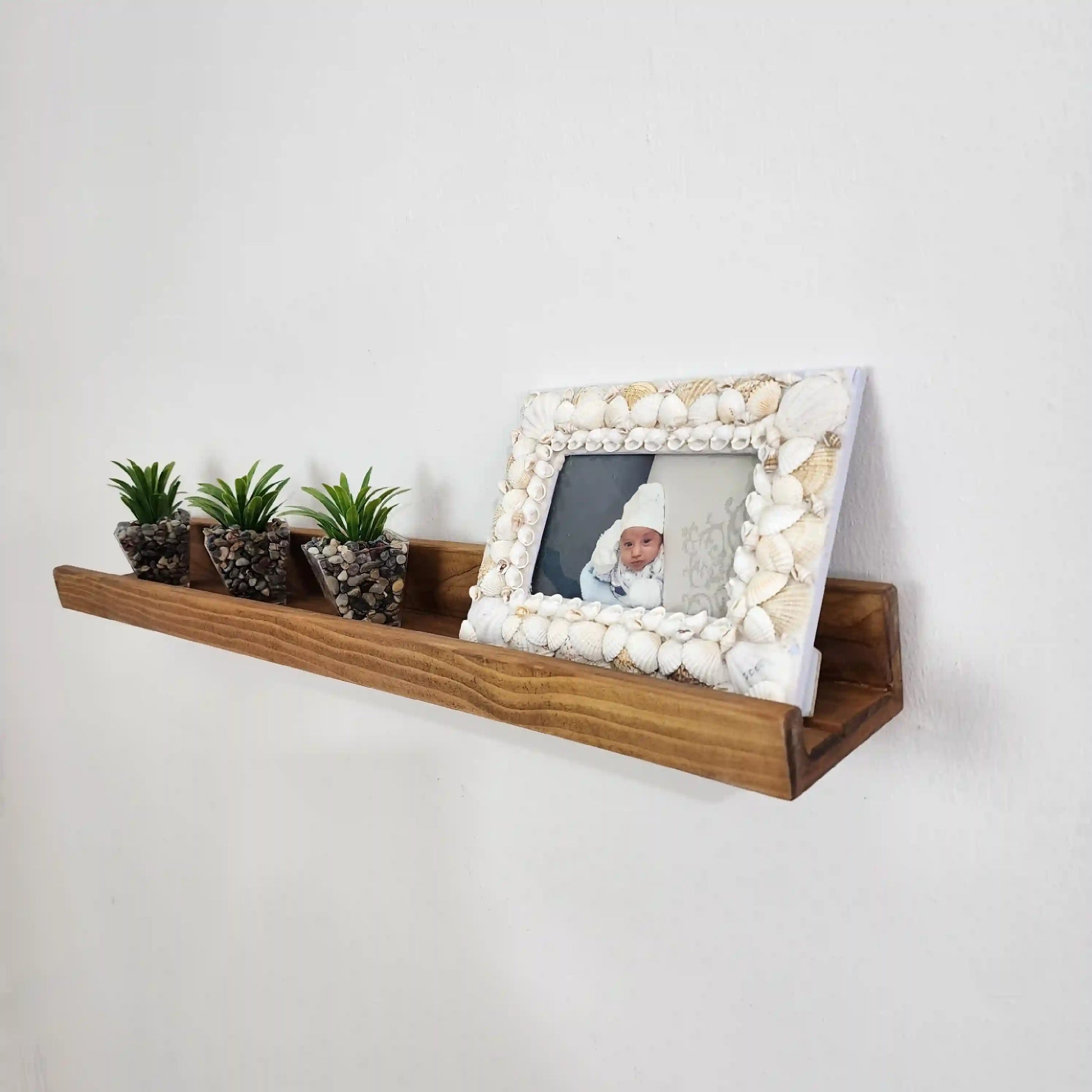 Picture Ledge Shelf, Farmhouse Floating Shelf with Metal Brackets - Custom Size Shelves