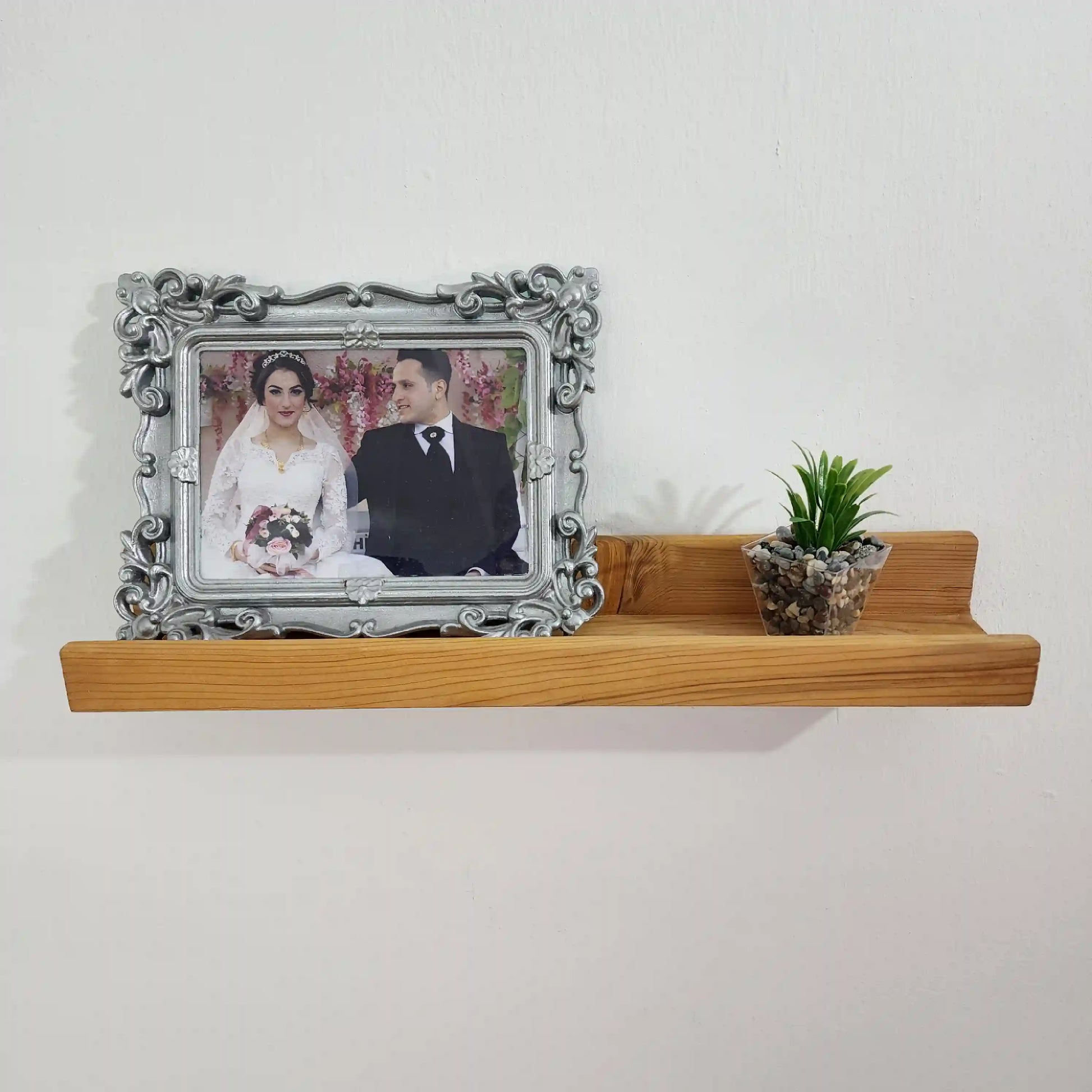 Picture Ledge Shelf, Farmhouse Floating Shelf with Metal Brackets - Custom Size Shelves