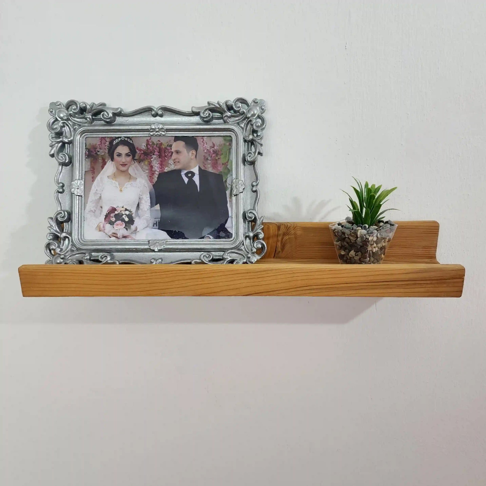 Picture Ledge Shelf, Farmhouse Floating Shelf with Metal Brackets - Custom Size Shelves