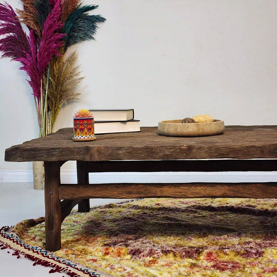 Walnut Chunky Low Coffee Table - Rustic Farmhouse Live Edge