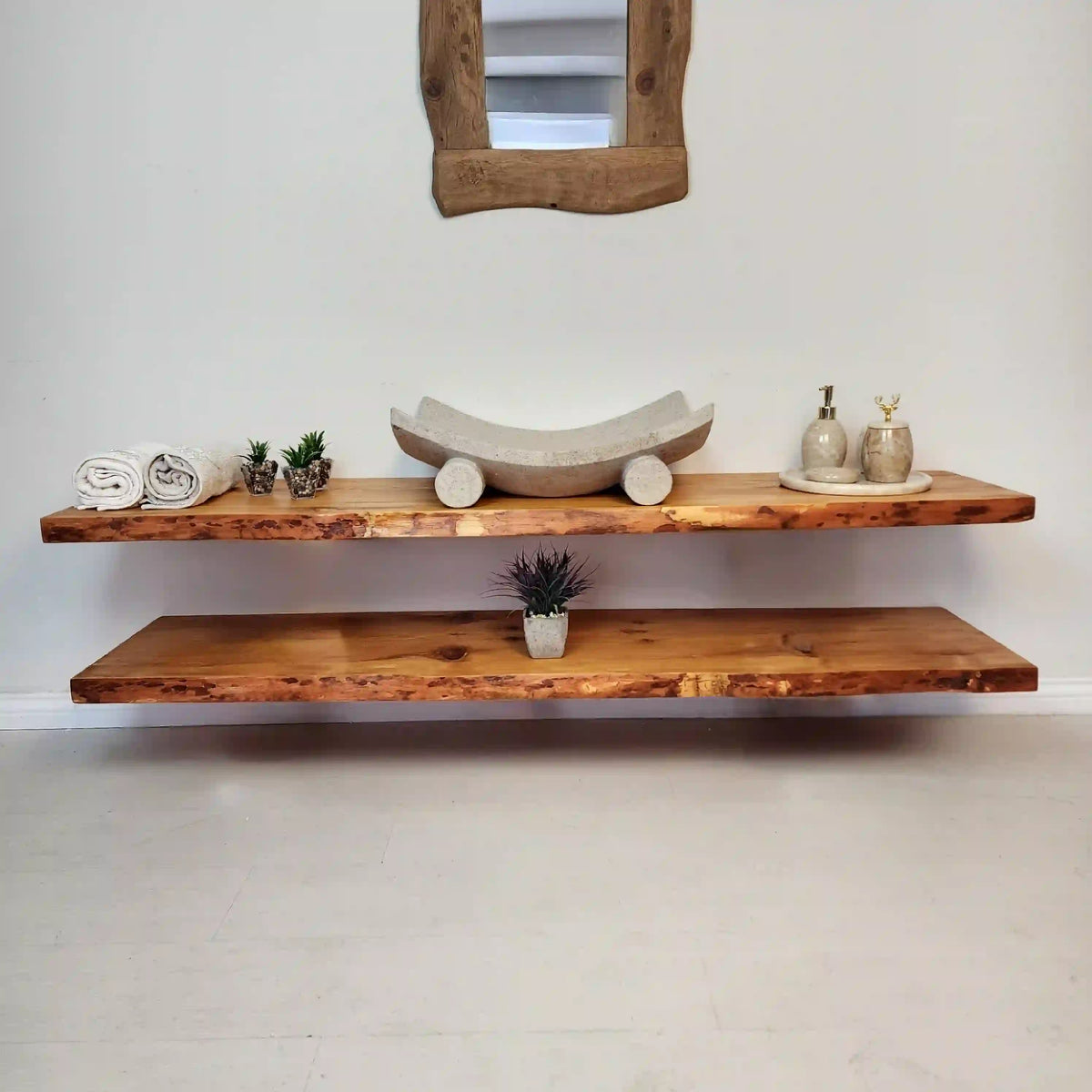 Décor Rustic Rippe Bathroom Vanity - Farmhouse Wood Slab Vanity
