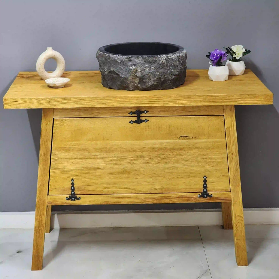 Rustic Bathroom Vanities - Custom Farmhouse Narrow Live Edge Wood