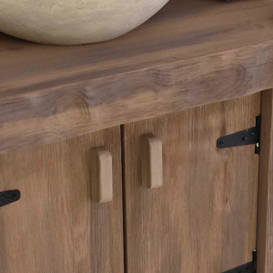 Rustic Cabinet Vanity with Marble Basin - Farmhouse Live Edge Reclaimed Wood