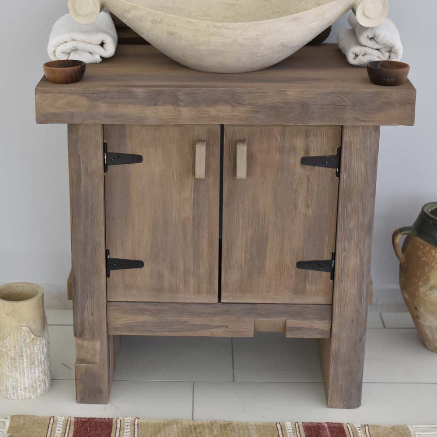 Rustic Bathroom Single or Double Sinks Vanity - Solid Live Edge Wood