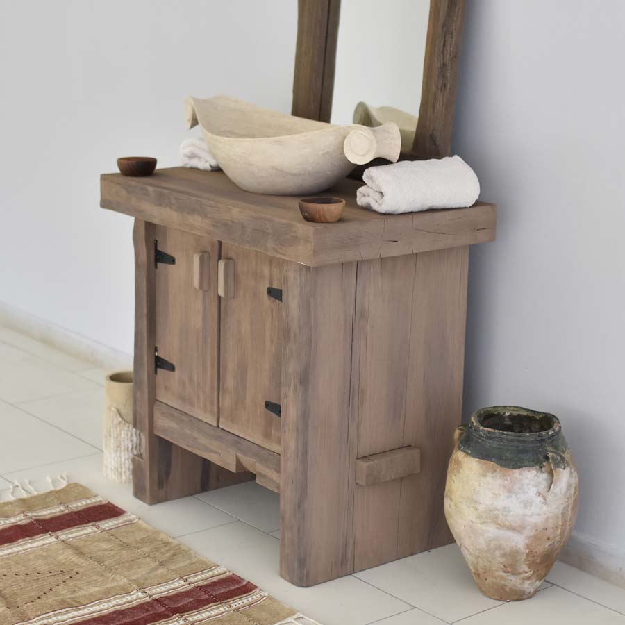 Rustic Bathroom Single or Double Sinks Vanity - Solid Live Edge Wood