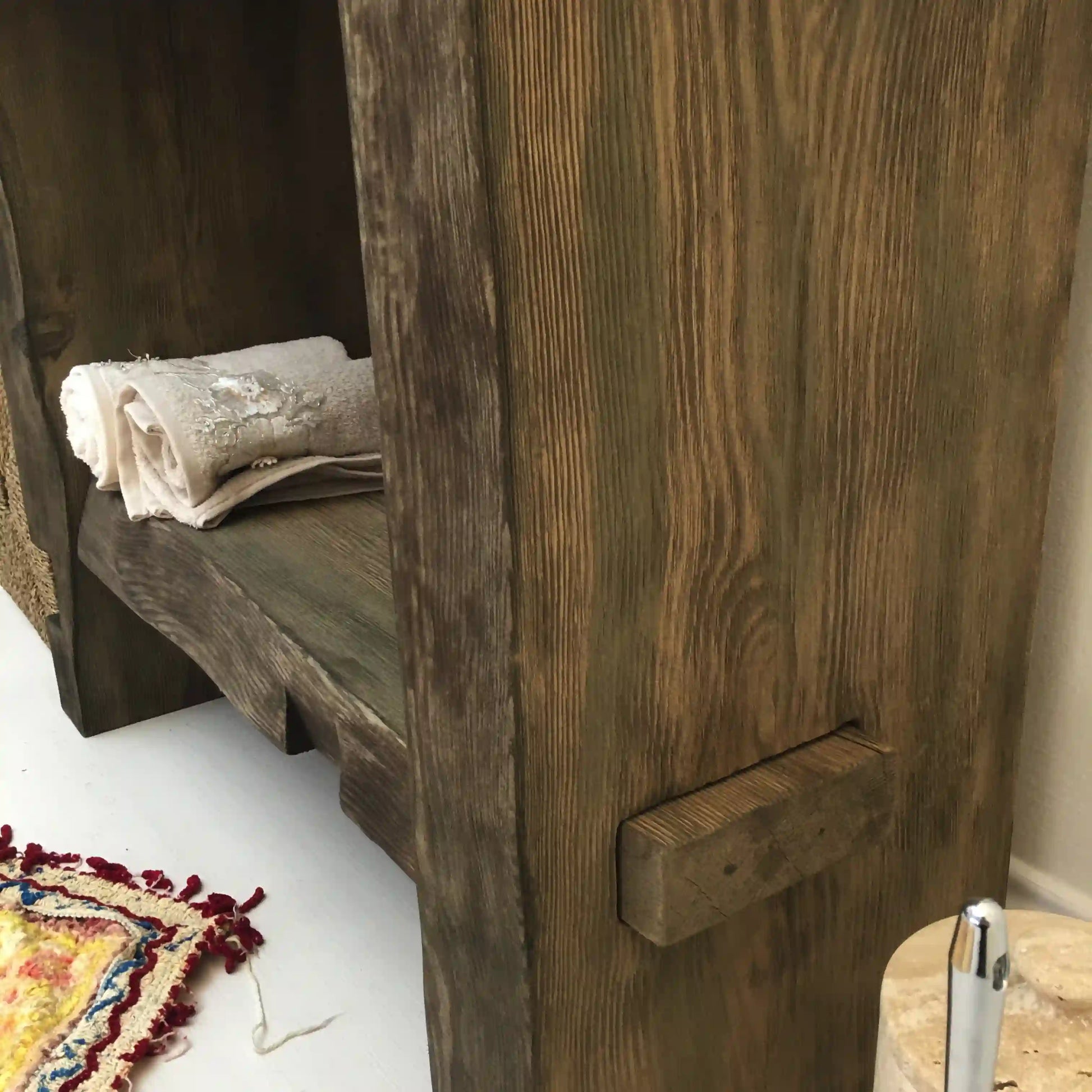 Rustic Bathroom Vanities - Farmhouse Narrow Live Edge Wood Vanity