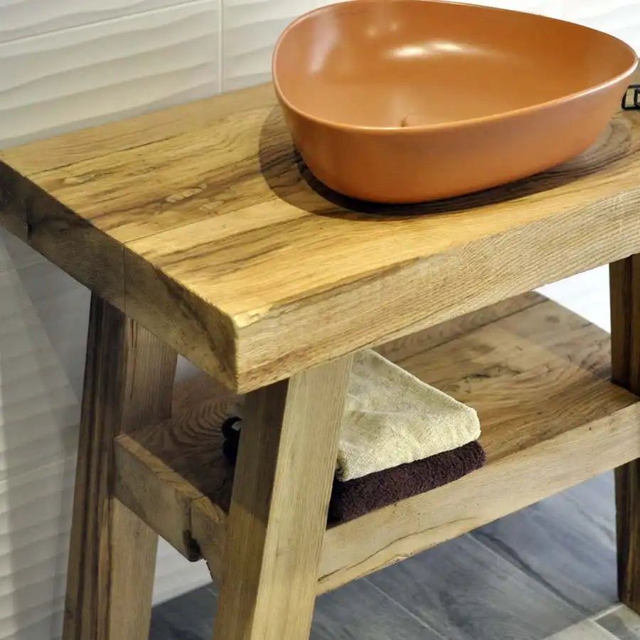 Rustic Bathroom Vanities - Handcrafted Narrow Live Edge Wood Vanity