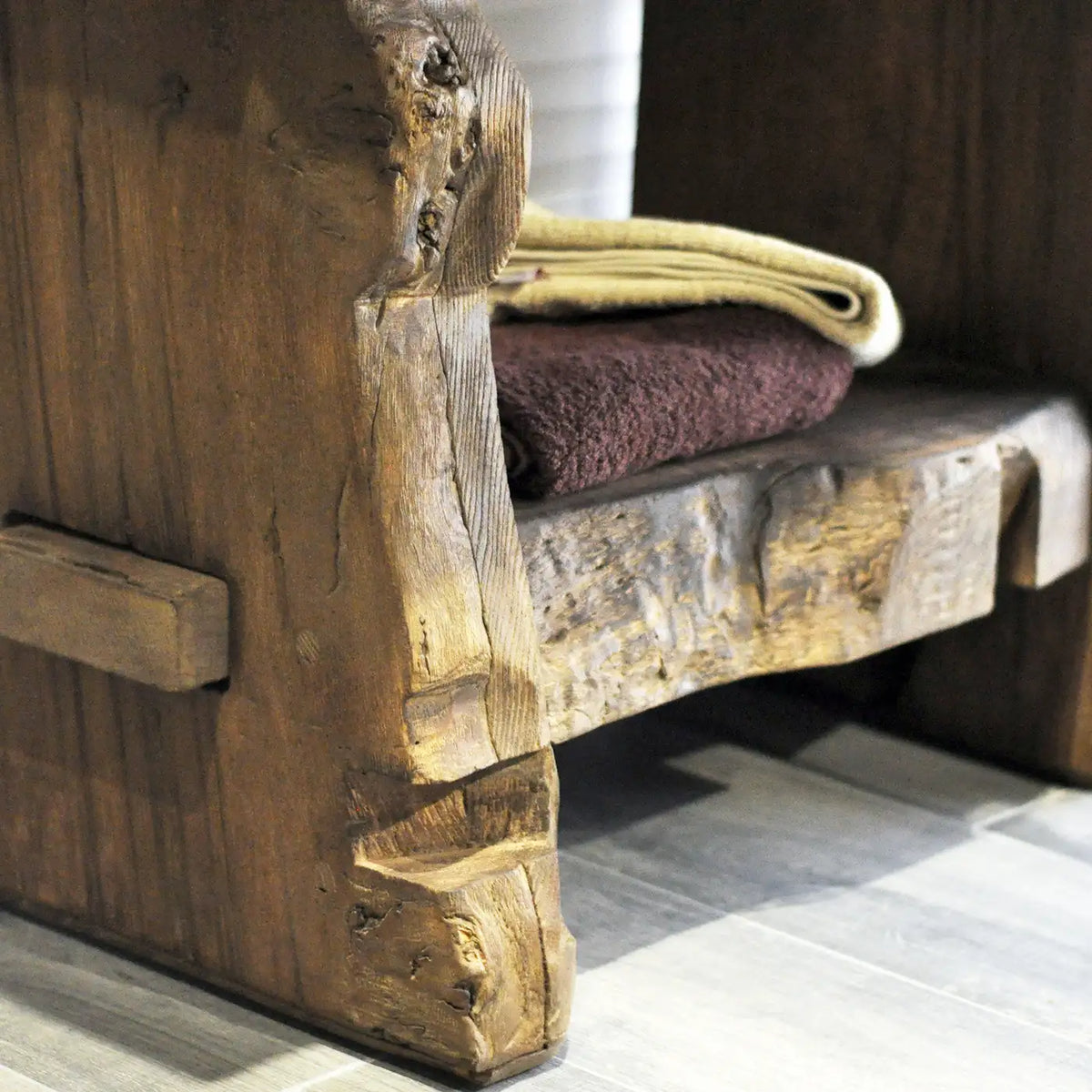 Dark Beam Vanity with Terracotta Vessel Bowl - Rustic Farmhouse Live Edge