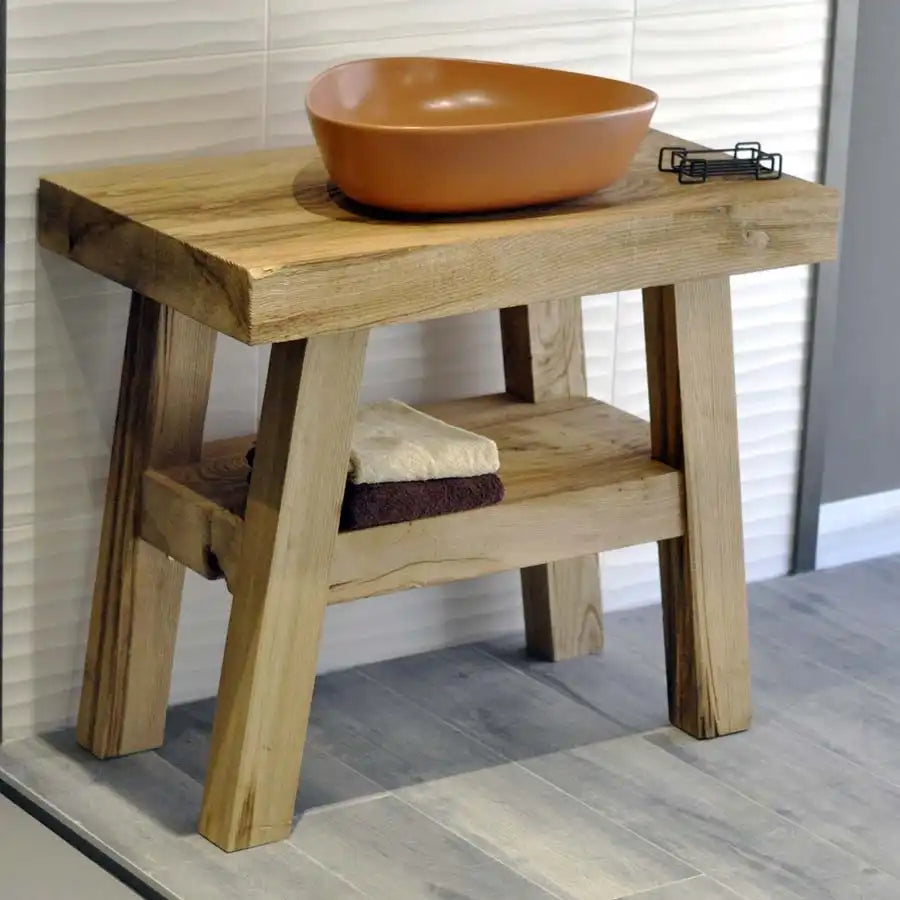 Rustic Bathroom Single or Double Sinks Vanity - Narrow Live Edge Wood