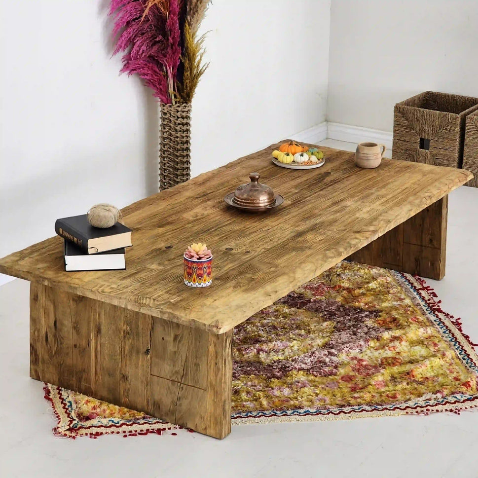 Large Reclaimed Plank Coffee Table - Rustic Farmhouse Live Edge