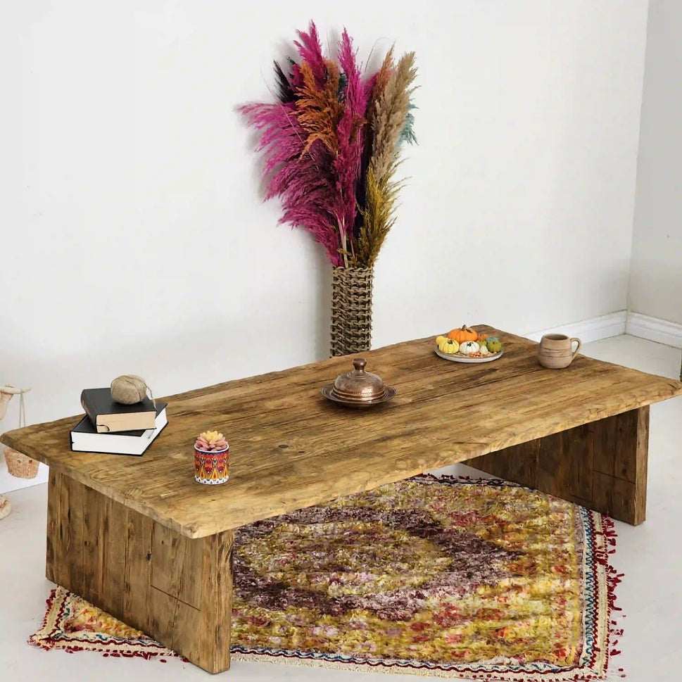 Large Reclaimed Plank Coffee Table - Rustic Farmhouse Live Edge