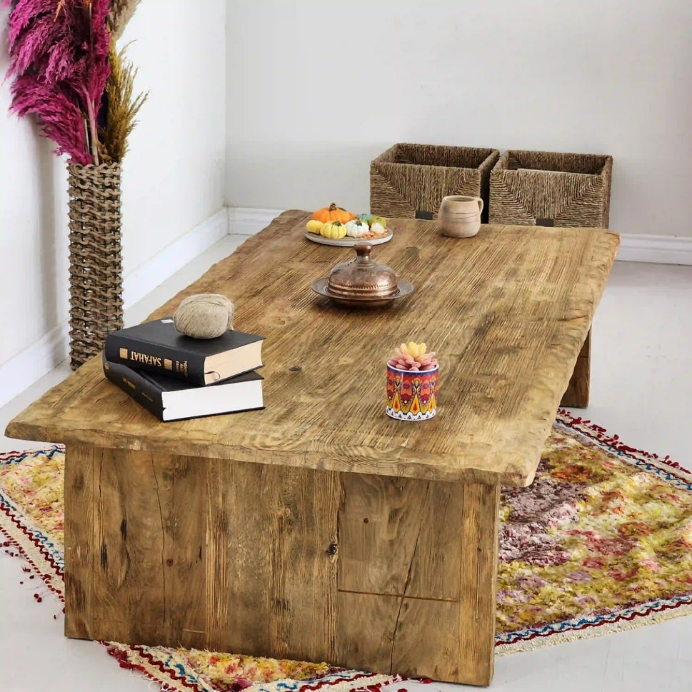 Large Reclaimed Plank Coffee Table - Rustic Farmhouse Live Edge