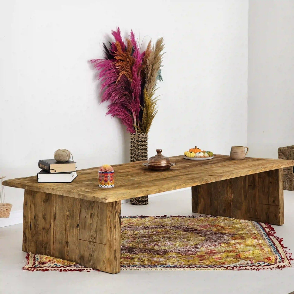 Large Reclaimed Plank Coffee Table - Rustic Farmhouse Live Edge