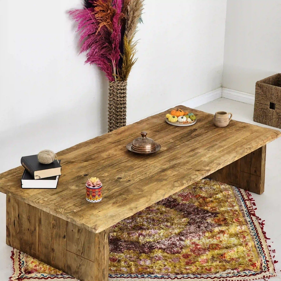Large Reclaimed Plank Coffee Table - Rustic Farmhouse Live Edge
