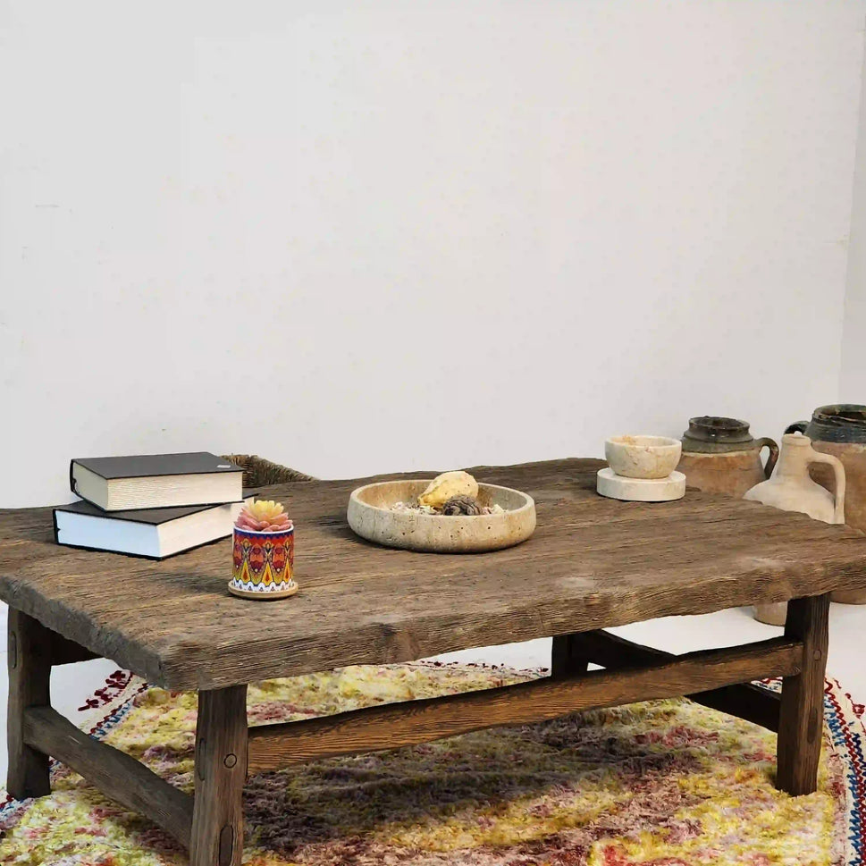 Walnut Chunky Low Coffee Table - Rustic Farmhouse Live Edge