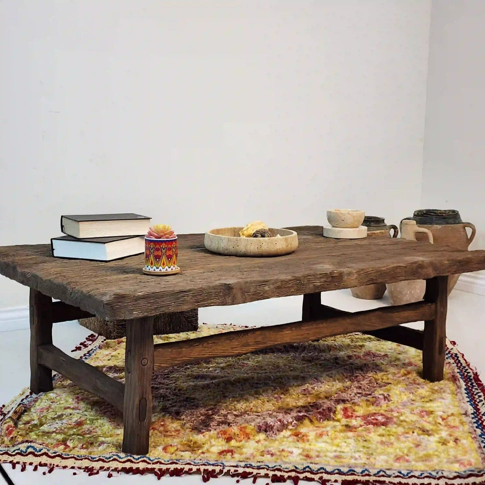 Walnut Chunky Low Coffee Table - Rustic Farmhouse Live Edge