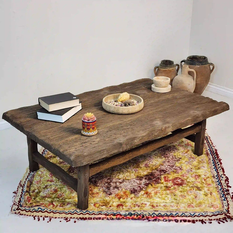 Walnut Chunky Low Coffee Table - Rustic Farmhouse Live Edge