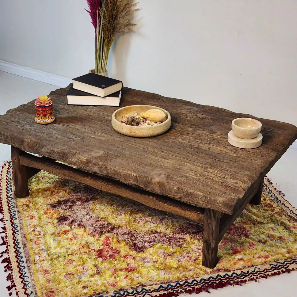 Walnut Chunky Low Coffee Table - Rustic Farmhouse Live Edge