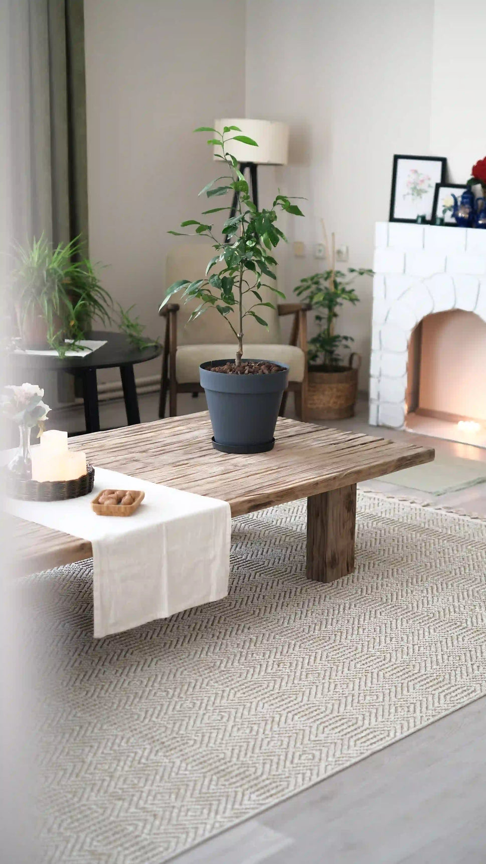 Cottage Crafts Coffee Table - Live edge solid brown top unique wooden