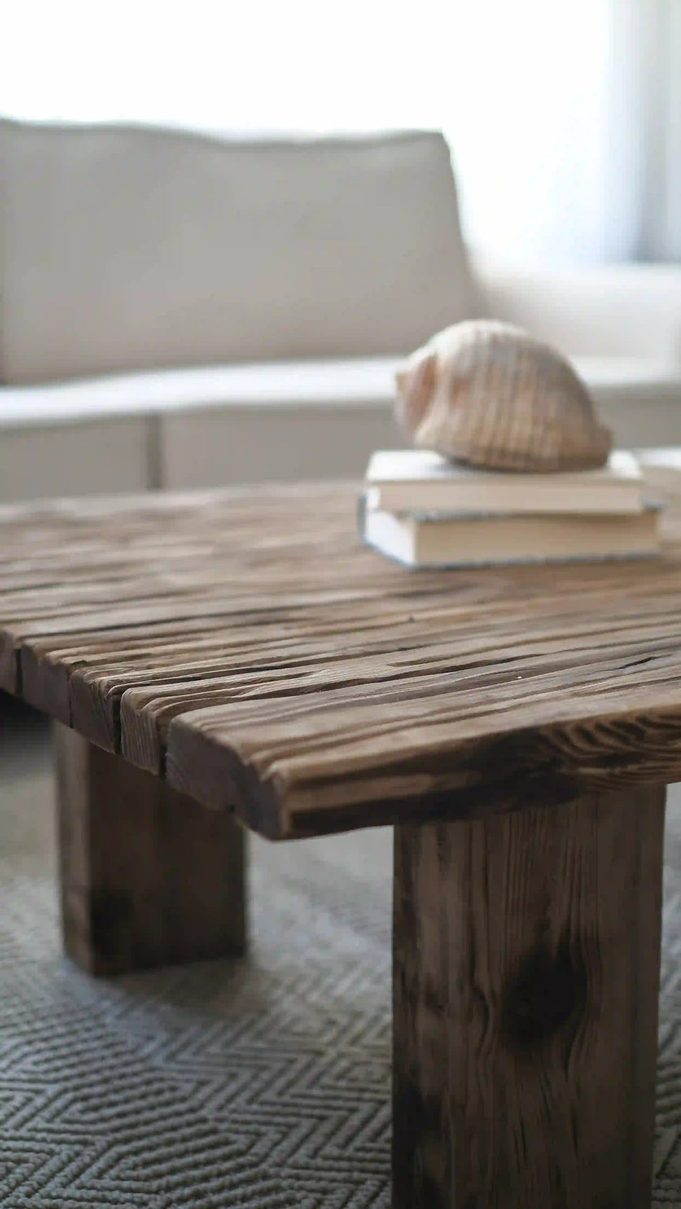 Cottage Crafts Coffee Table - Live edge solid brown top unique wooden