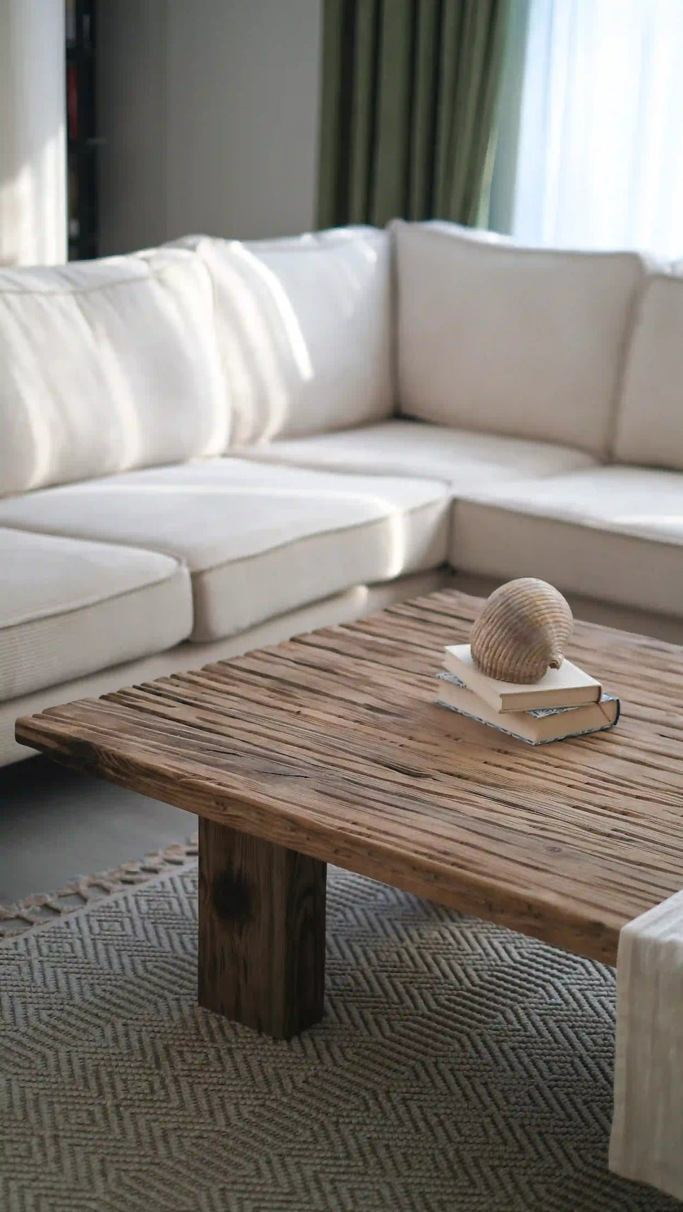 Cottage Crafts Coffee Table - Live edge solid brown top unique wooden