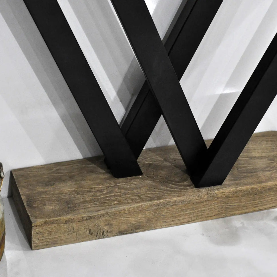 Rustic Entryway Wooden Console Table with iron leg