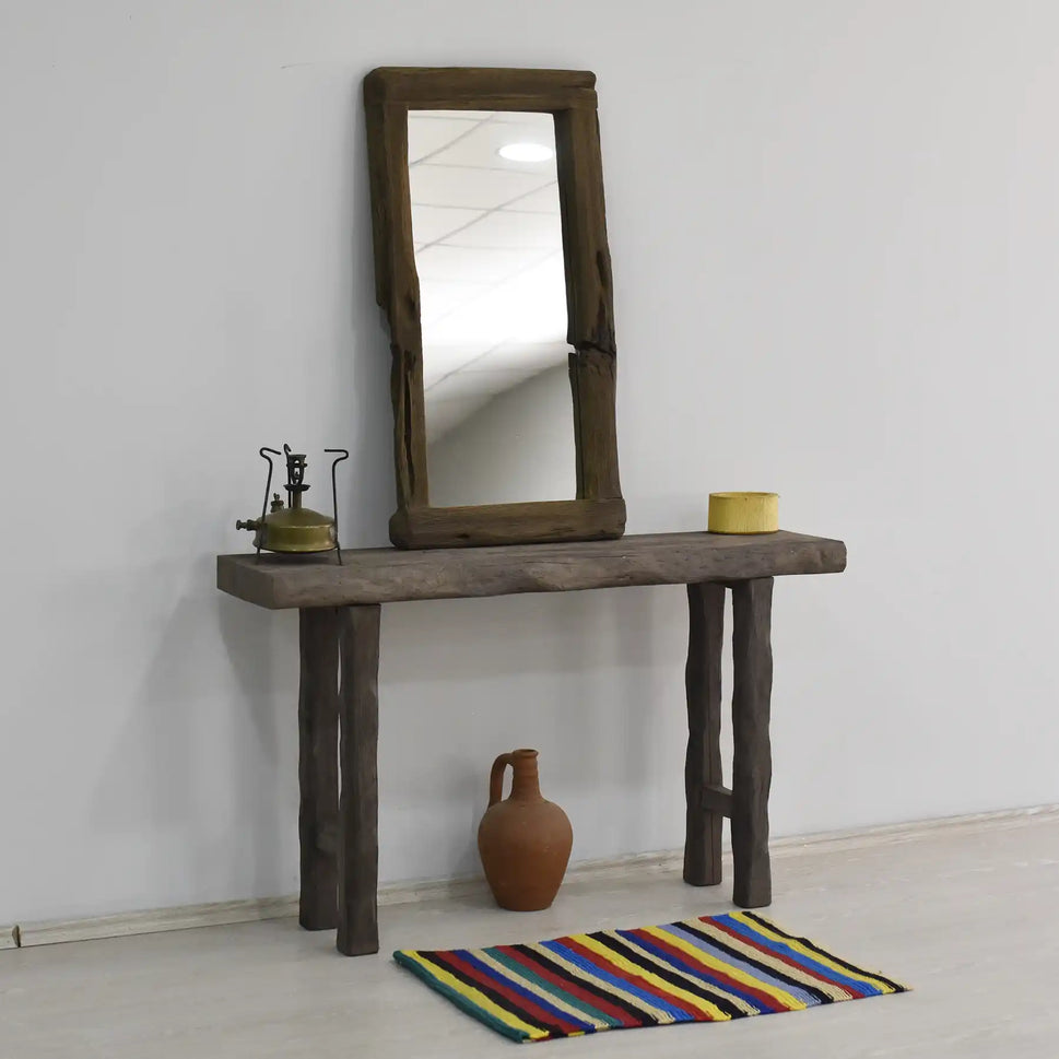 Rustic Entryway Wooden Console Table w.t Live Edge Wood Dresser