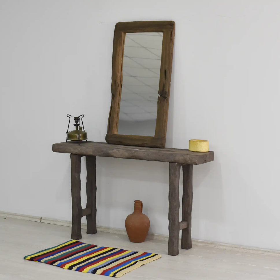 Rustic Entryway Wooden Console Table w.t Live Edge Wood Dresser