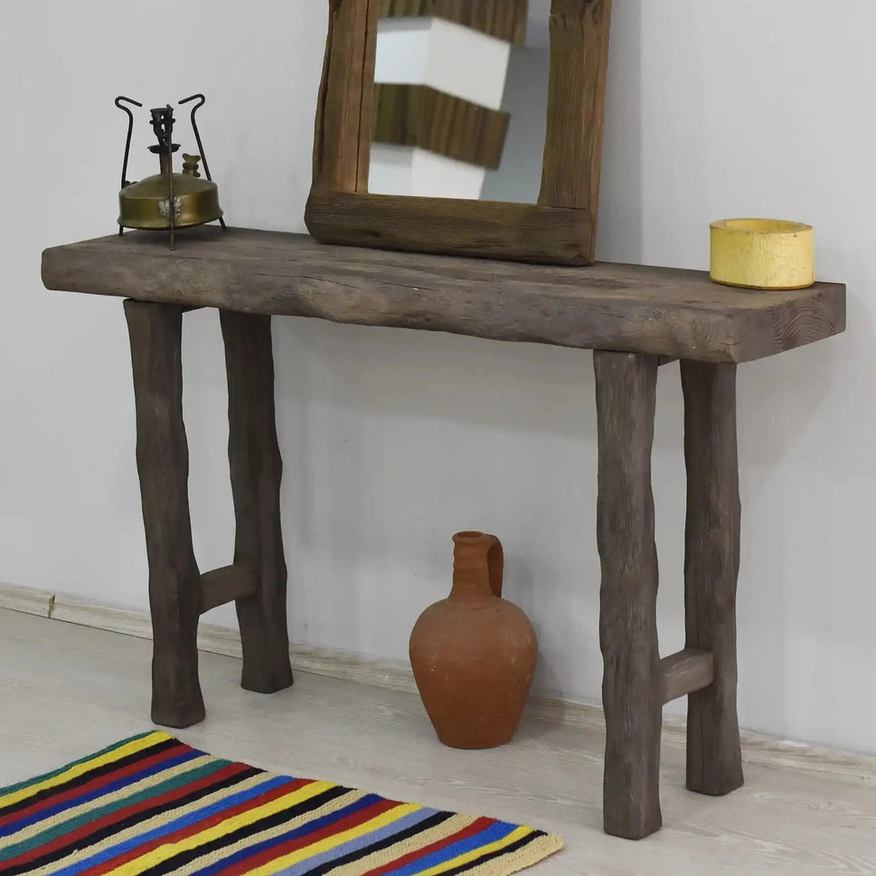 Rustic Entryway Wooden Console Table w.t Live Edge Wood Dresser