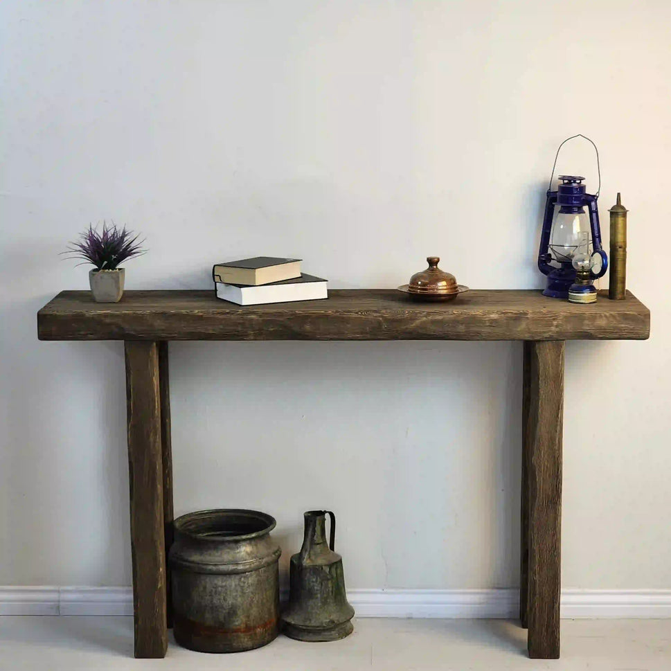 Rustic Entryway Wooden Console Table - Hallway Live Edge Wood
