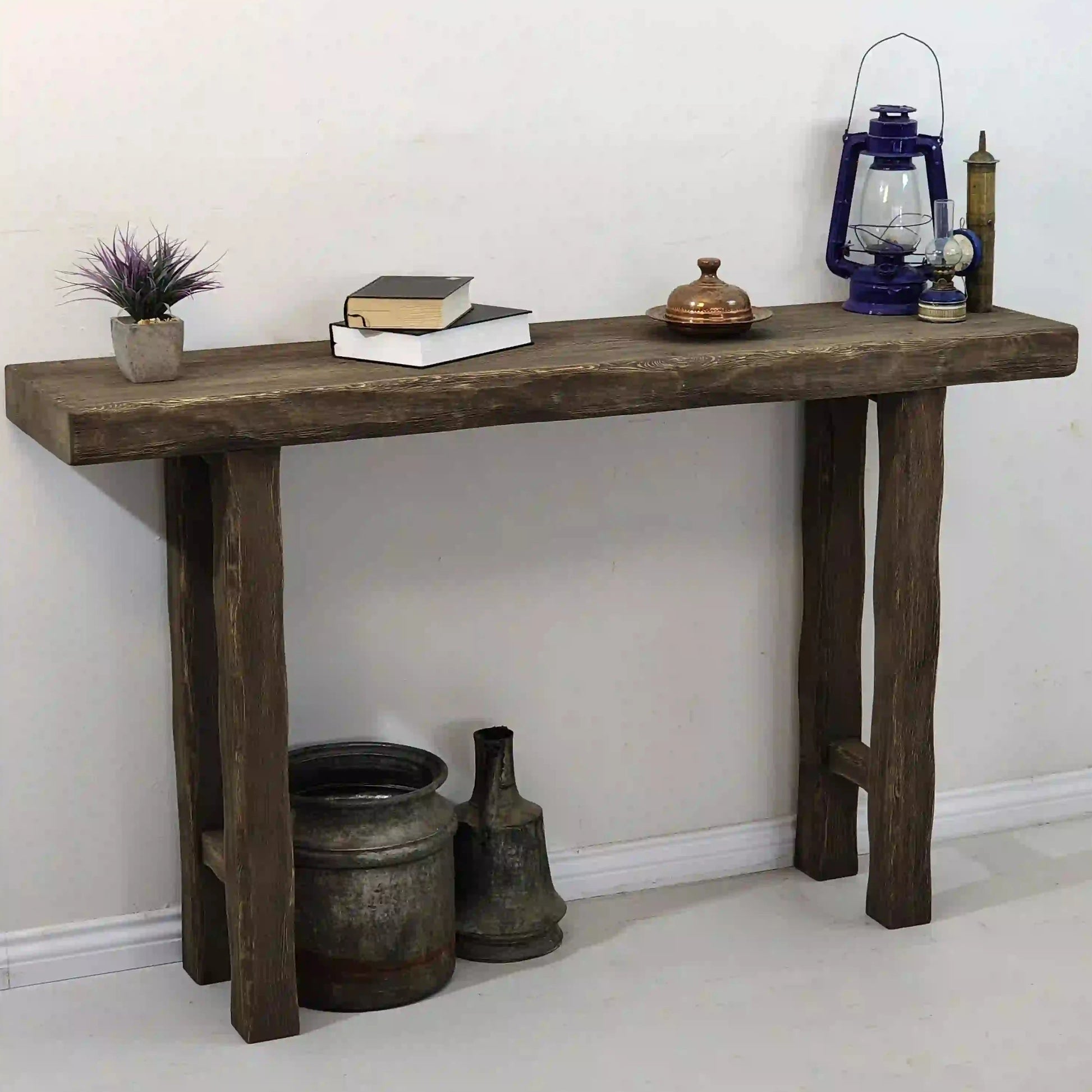 Rustic Entryway Wooden Console Table - Hallway Live Edge Wood