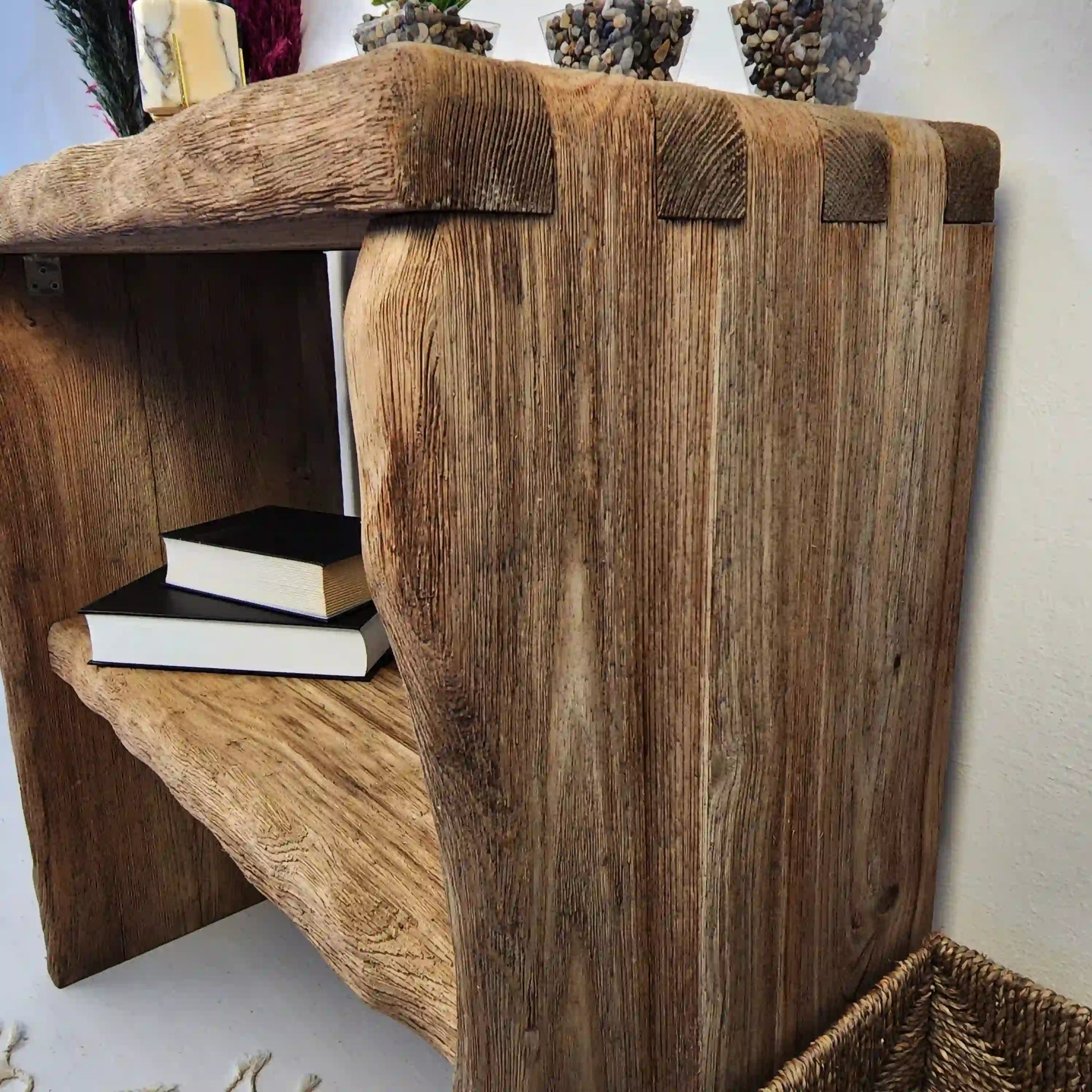 Rustic Entryway Wooden Console Table - Live Edge Wood Bench