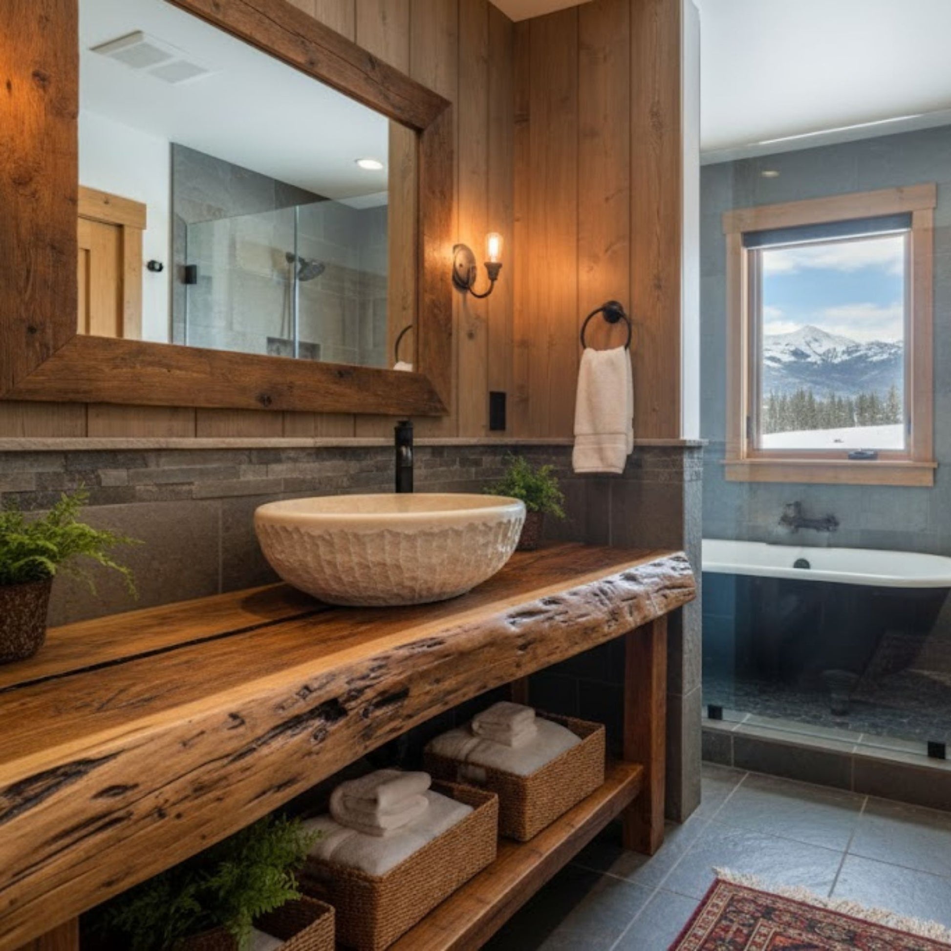 Natural Travertine Round Vessel Sink - Hand-Chiseled Raw Stone Basin