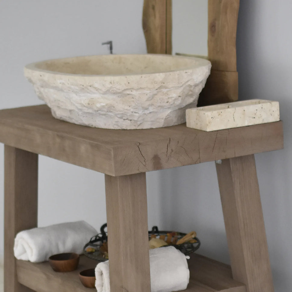 Rustic Bathroom Vanities - Handcrafted Narrow Live Edge Wood Vanity