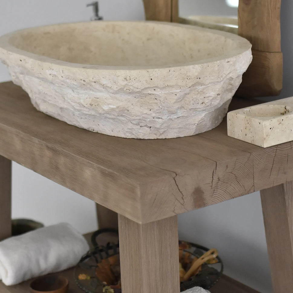 Rustic Bathroom Vanities - Handcrafted Narrow Live Edge Wood Vanity