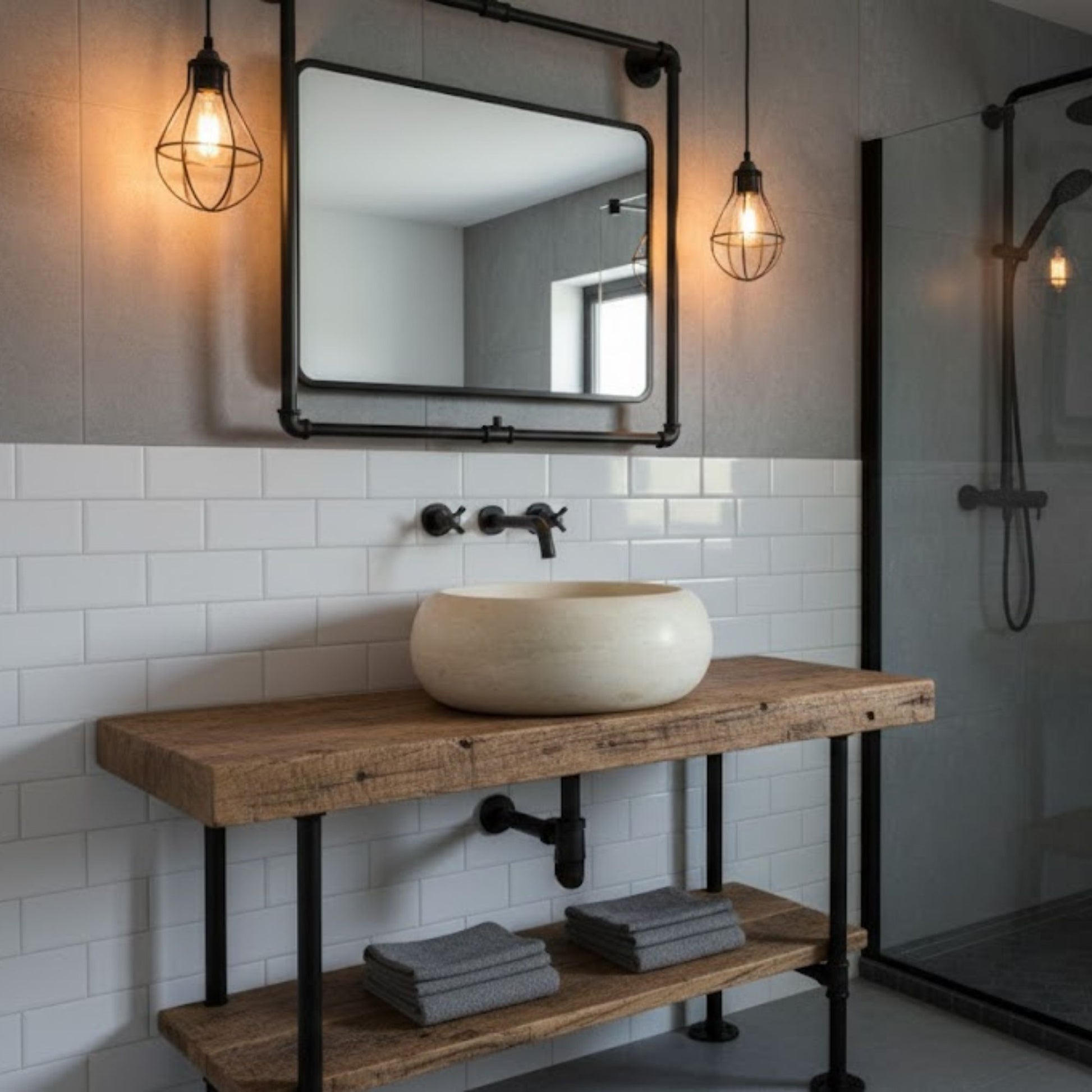 Hand-Carved Round Travertine Vessel Sink – Classic Circular Natural Stone Basin