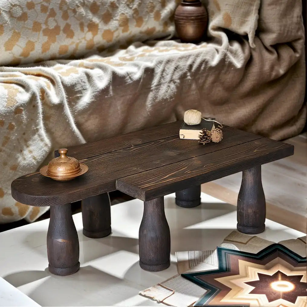 Rustic Coffee Table -Handmade Live edge solid brown top unique