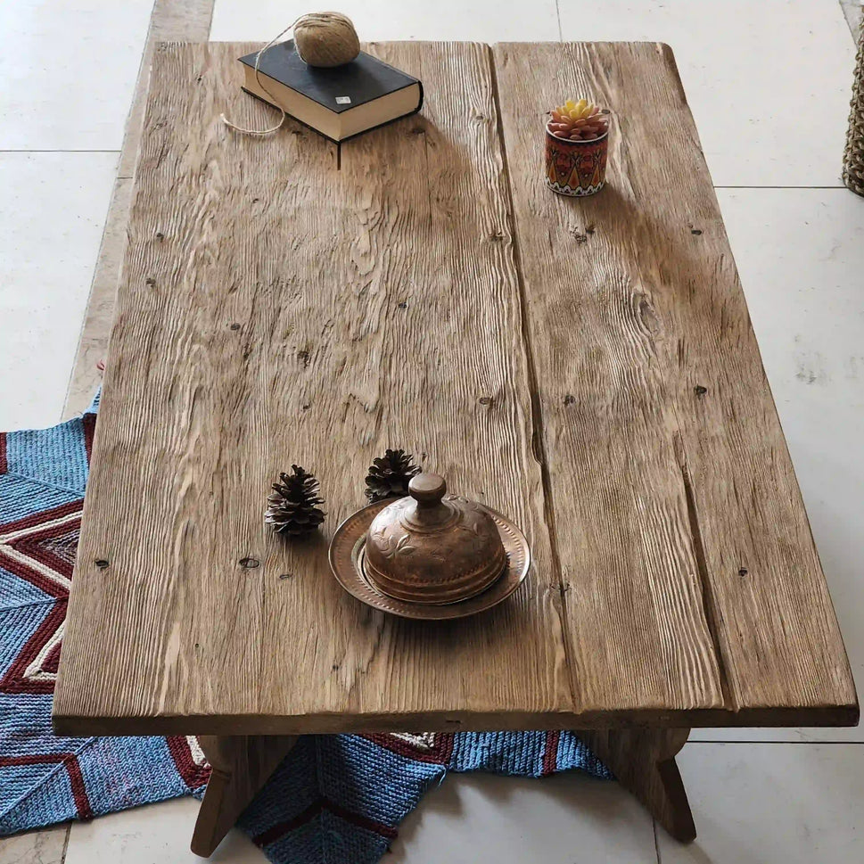 Weathered Plank Coffee Table - Rustic Farmhouse Live Edge