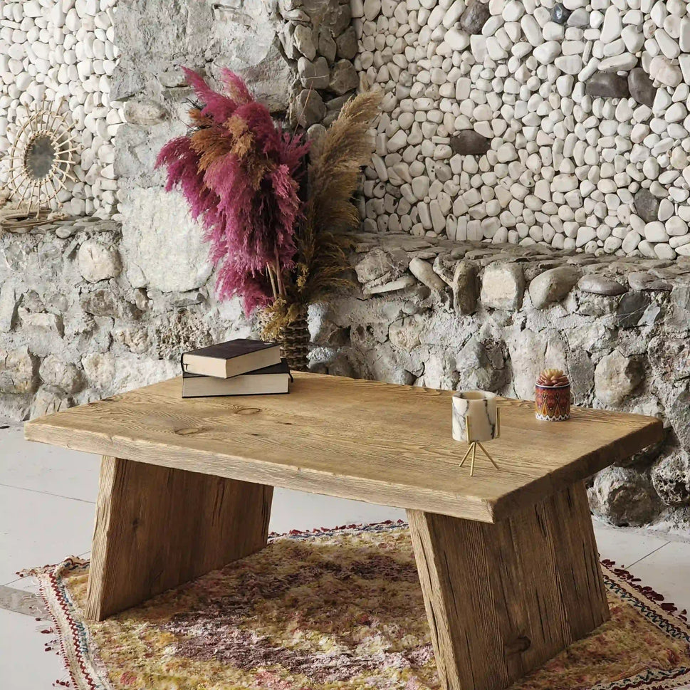 Natural Slab Low Coffee Table - Rustic Farmhouse Live Edge