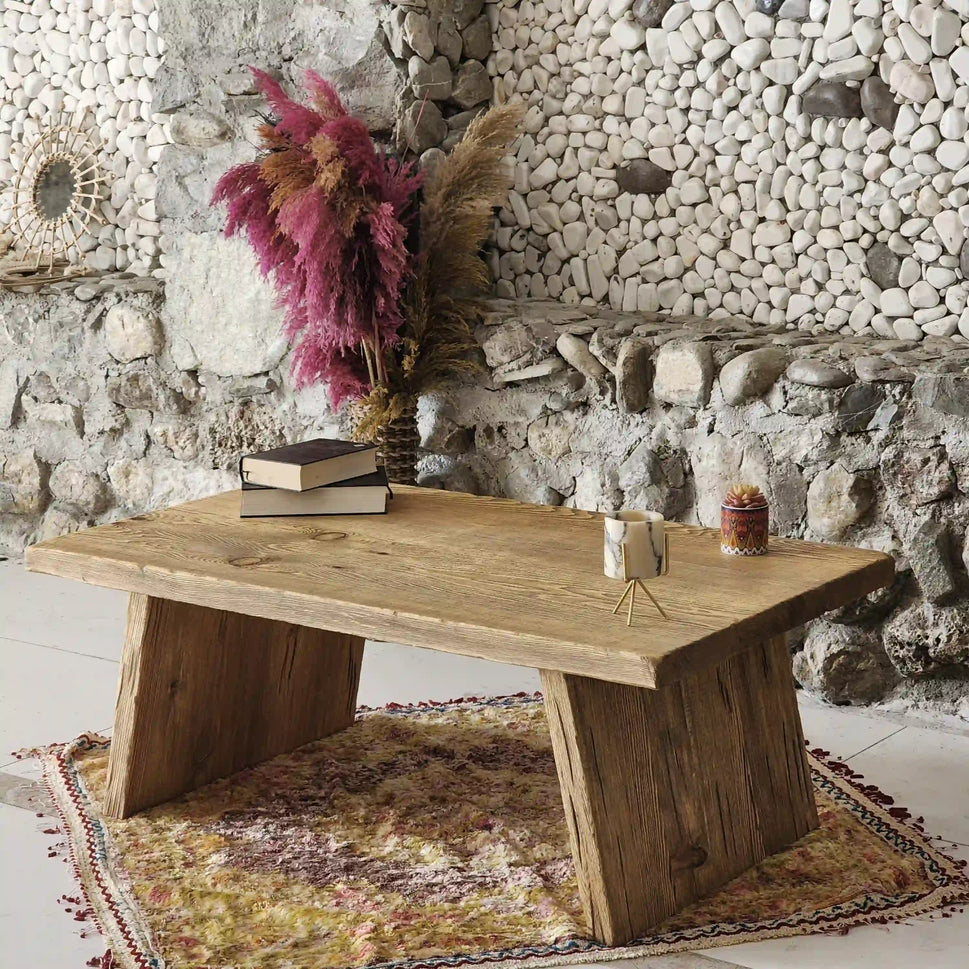 Natural Slab Low Coffee Table - Rustic Farmhouse Live Edge