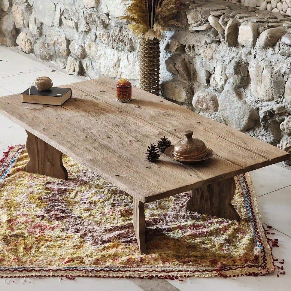Weathered Plank Coffee Table - Rustic Farmhouse Live Edge
