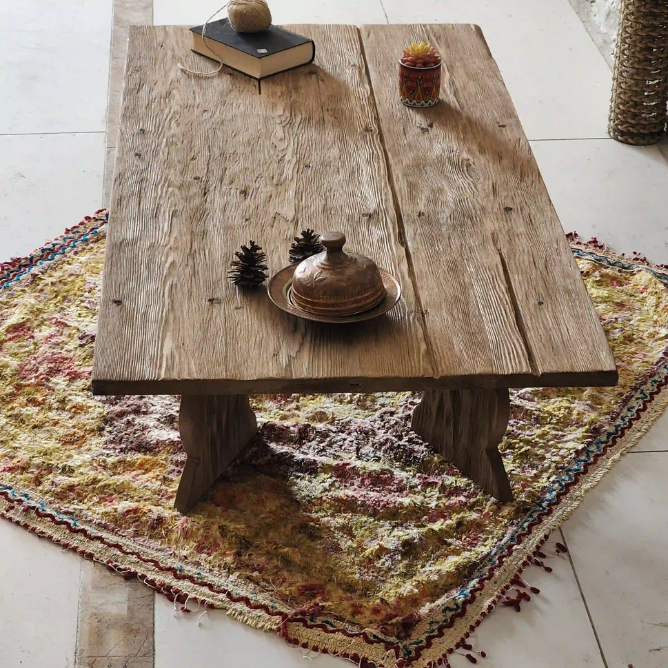 Weathered Plank Coffee Table - Rustic Farmhouse Live Edge