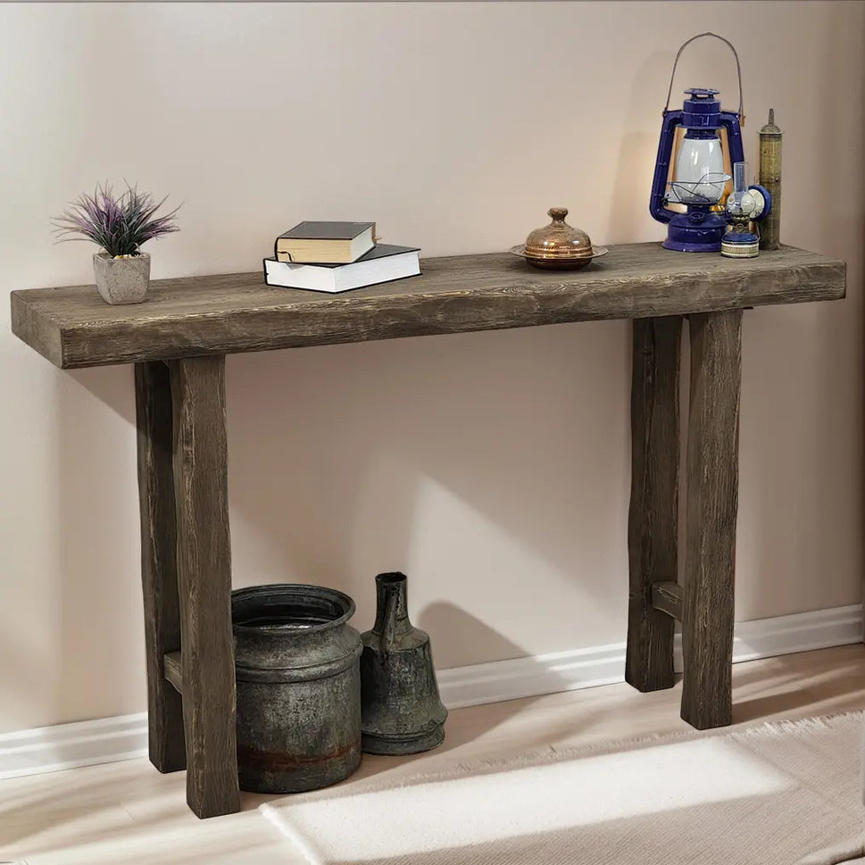 Rustic Entryway Wooden Console Table - Hallway Live Edge Wood