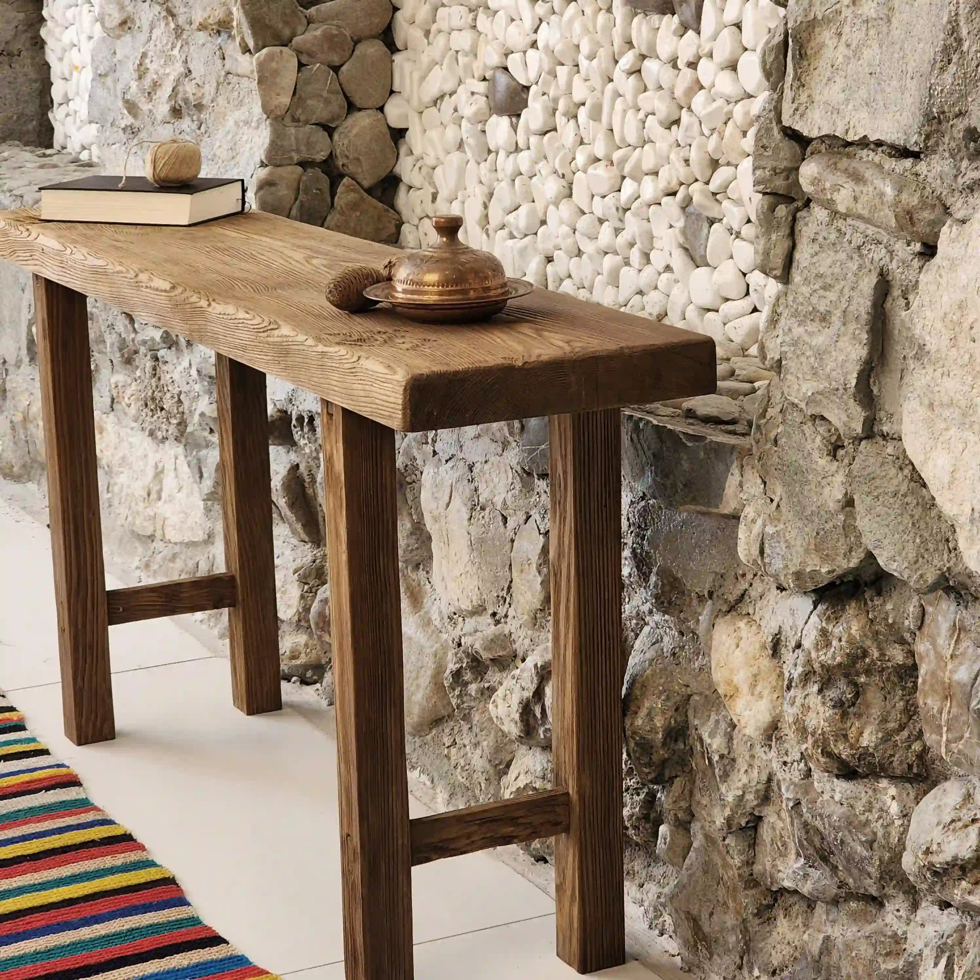 Rustic Entryway Wooden Console Table - Live Edge Wood Dresser