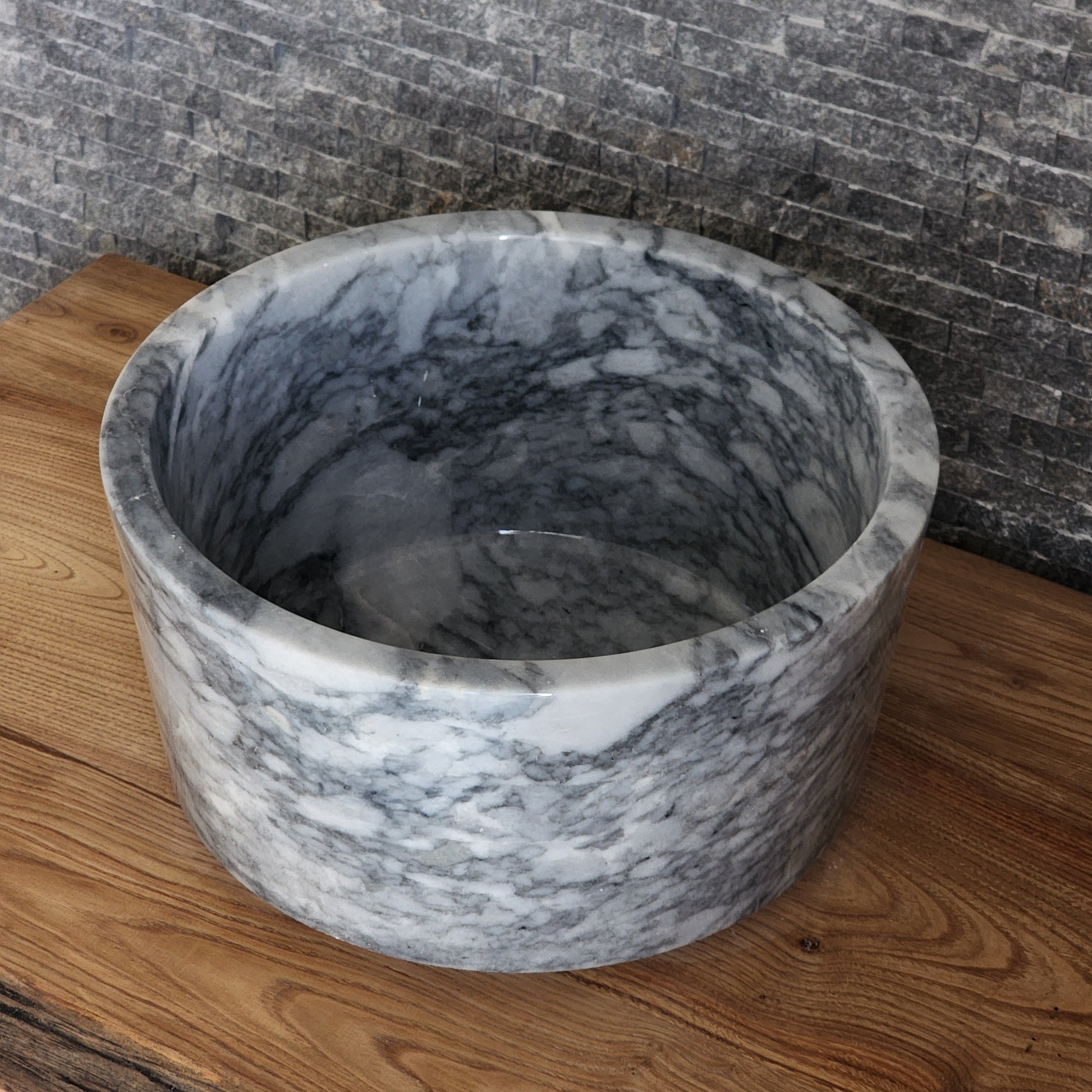 Norhew Statuesque Marble Basin - Deep Cylindrical Drum Design